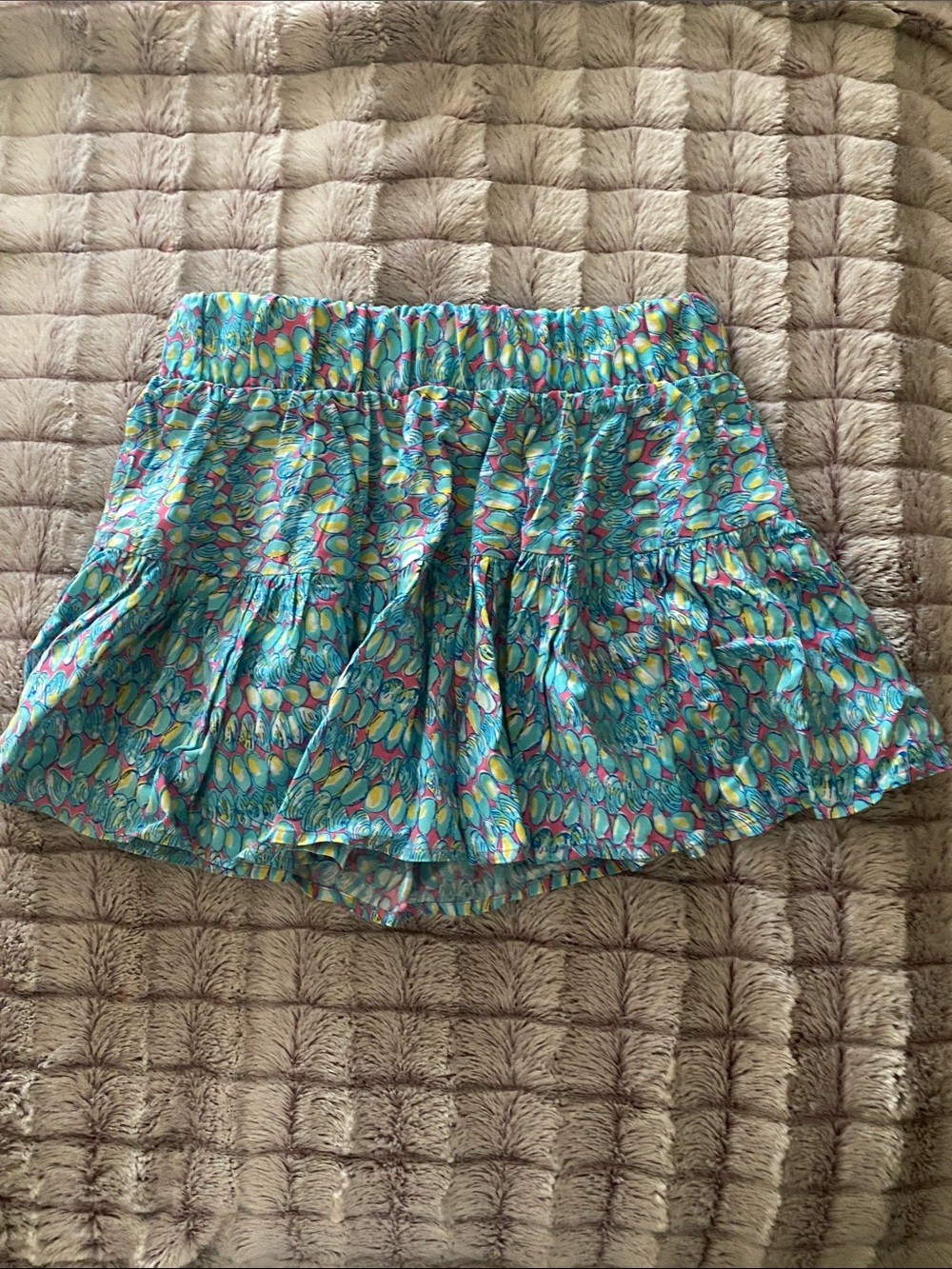 Lilly Pulitzer Aqua Multi-Print Tiered Skort